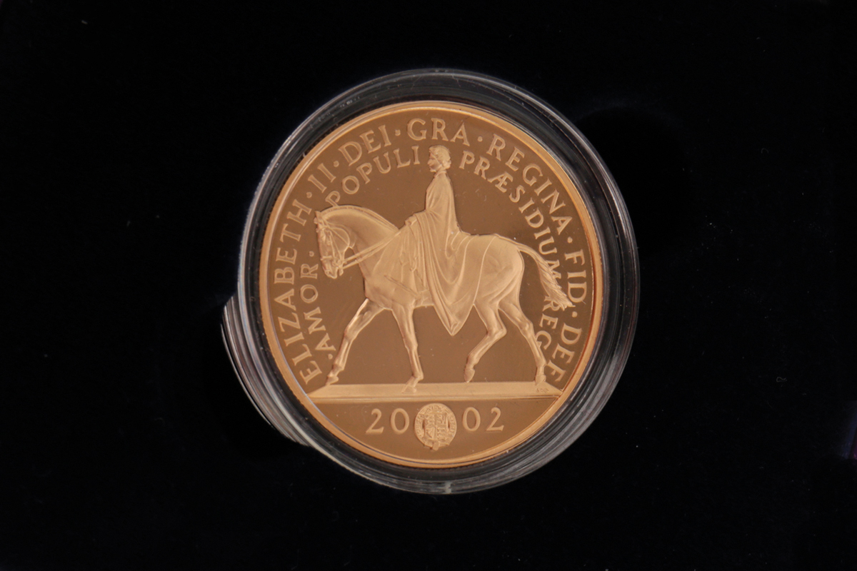 Lot 582 – HER MAJESTY THE QUEEN 1952 GOLDEN JUBILEE 2002 FIVE POUNDS GOLD PROOF COIN