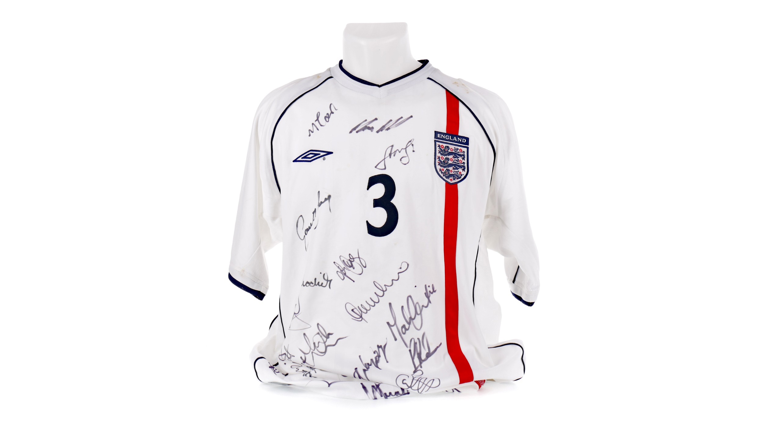 World Cup 2002 match worn football shirt England