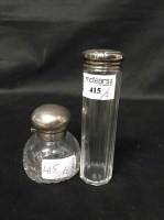 Lot 415 - SILVER TOPPED INKWELL together with silver...