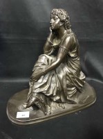 Lot 453 - REPRODUCTION PLASTER FIGURE OF A SEATED FEMALE...