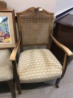 Lot 508 - CANE BACK ARMCHAIR