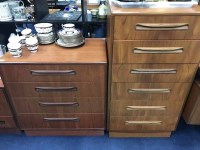 Lot 536 - TWO G-PLAN CHESTS OF DRAWERS AND TWO BEDSIDE...