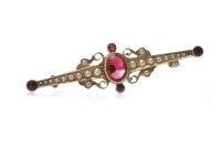 Lot 60 - LATE VICTORIAN GARNET AND SEED PEARL BROOCH...