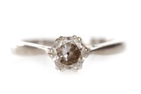 Lot 78 - DIAMOND SOLITAIRE RING set with a round...
