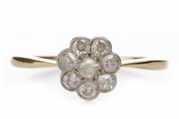 Lot 81 - DIAMOND FLORAL CLUSTER RING set with old cut...