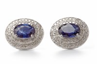 Lot 88 - PAIR OF SAPPHIRE AND DIAMOND EARRINGS each set...