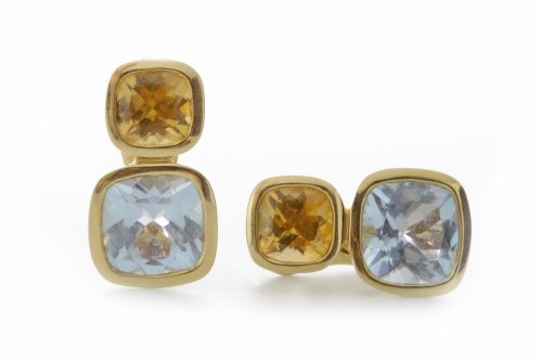 Lot 105 - PAIR OF EIGHTEEN CARAT GOLD CITRINE AND...