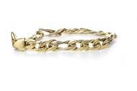 Lot 190 - GOLD BRACELET formed by double flattened curb...