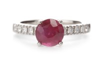 Lot 246 - EIGHTEEN CARAT WHITE GOLD RUBY AND DIAMOND...