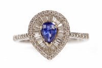 Lot 267 - SAPPHIRE AND DIAMOND CLUSTER RING set with a...