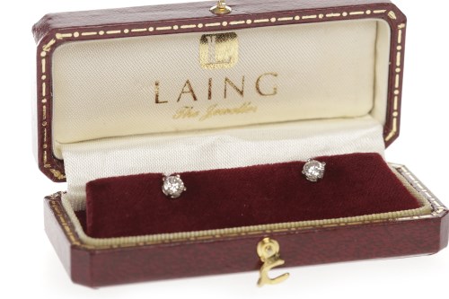 Lot 278 - PAIR OF DIAMOND STUD EARRINGS each set with a...