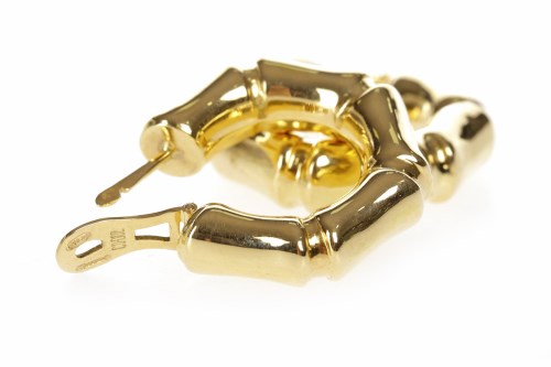 Lot 287 - PAIR OF EIGHTEEN CARAT GOLD BAMBOO MOTIF HOOP...