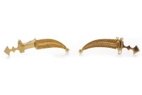 Lot 295 - TWO DAGGER MOTIF BROOCHES each in the form of...