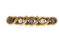 Lot 302 - LATE VICTORIAN BLUE GEM AND PEARL SET BROOCH...