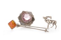 Lot 304 - SILVER ENAMELLED BROOCH in the form of a long...