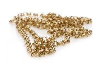 Lot 309 - NINE CARAT GOLD ROLO LINK CHAIN approximately...