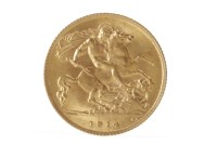 Lot 524 - GOLD HALF SOVEREIGN DATED 1914