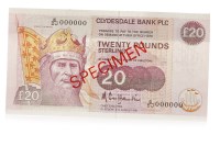 Lot 537 - SPECIMEN CLYDESDALE BANK PLC £20 TWENTY POUNDS...