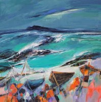 Lot 2363A - SHELAGH CAMPBELL, SAFE HAVEN, TIREE acrylic on...
