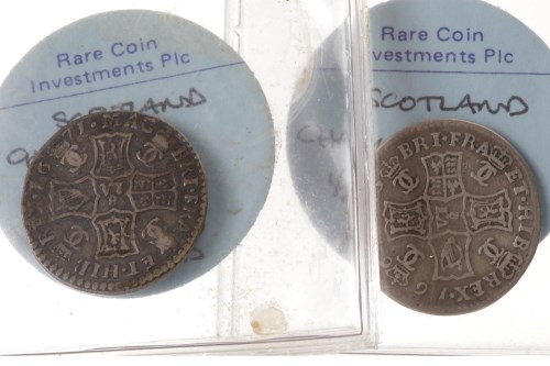 Lot 569 - THREE SCOTTISH SILVER COINS comprising a...