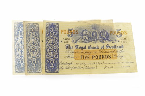 Lot 601 - TWO THE ROYAL BANK OF SCOTLAND £5 FIVE POUNDS...