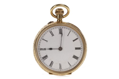 Lot 791 - LADY'S EIGHTEEN CARAT GOLD FOB WATCH the round...
