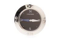 Lot 805 - CARTIER STAINLESS STEEL DESK COMPASS the round...