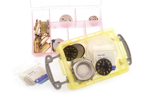 Lot 813 - SMALL GROUP OF WATCH PARTS AND CASE including...