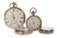 Lot 888 - FOUR SILVER OPEN FACE POCKET WATCHES...