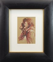 Lot 2 - * PETER HOWSON OBE, RED mixed media on paper,...