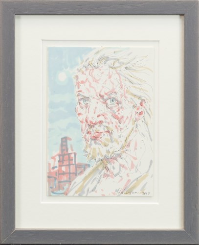 Lot 3 - * PETER HOWSON OBE, PORTRAIT OF A MAN pen and...