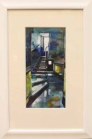 Lot 2418 - BRYAN EVANS, IN A BLUE CLOSE watercolour on...