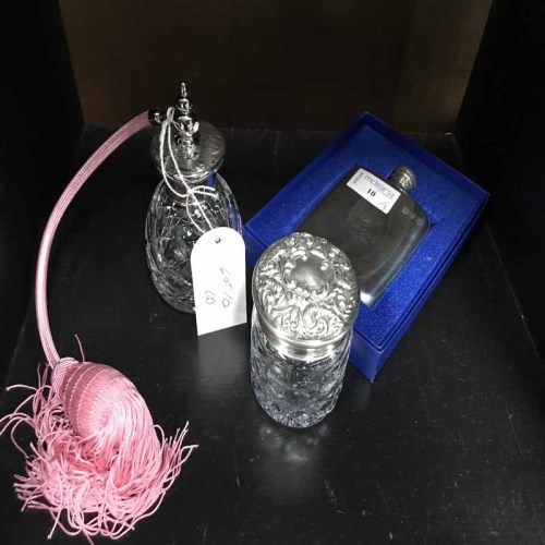 Lot 10 - SILVER TOPPED PERFUME ATOMISER along with a...