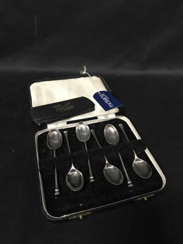 Lot 18 - SET OF SIX SILVER TEASPOONS IN CASE along with...