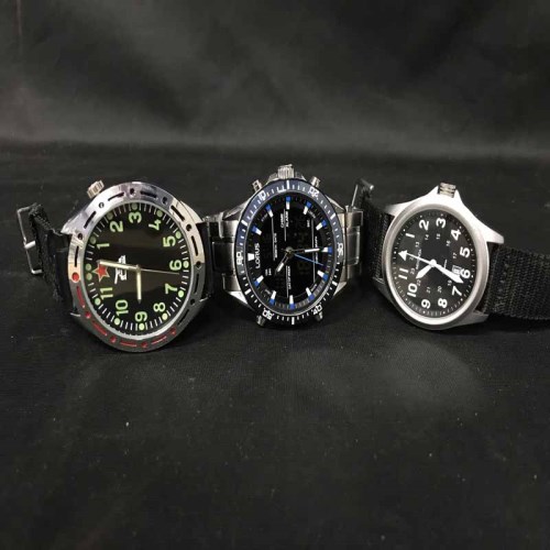 Lot 48 - TWO MILITARY STYLE GENT'S WATCHES along with a...