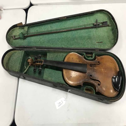 Lot 51 - TWO VIOLINS with bows, each in fitted case