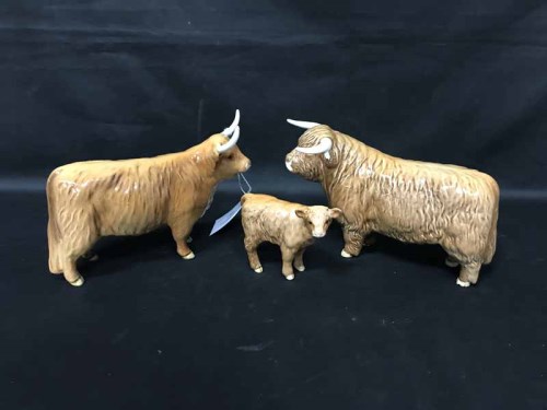 Lot 68 - TRIO OF BESWICK HIGHLAND COWS with stamped...