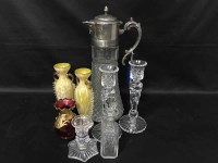 Lot 86 - LOT OF DECORATIVE GLASS including a claret jug...