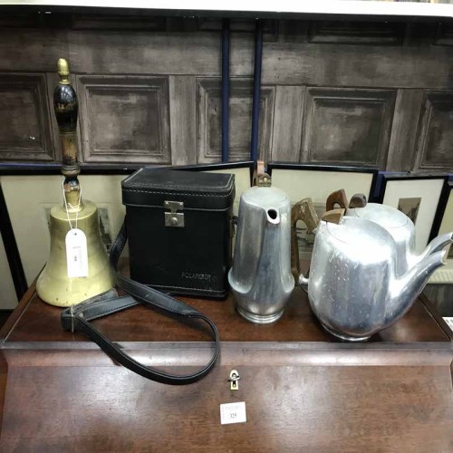Lot 90 - BRASS HAND BELL along with a vintage Polaroid...