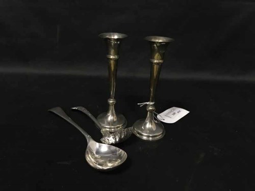 Lot 105 - PAIR OF SILVER SOLIFLEUR VASES along with a...