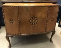 Lot 107 - ART DECO WALNUT AND FLORAL MARQUETRY SIDE...