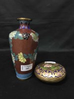 Lot 152 - PAIR OF CHINESE CLOISONNE BALUSTER VASES along...