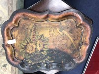 Lot 159 - VICTORIAN METAL HAND PAINTED TRAY