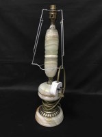 Lot 162 - PAIR OF BRASS AND ONYX TABLE LAMPS along with...