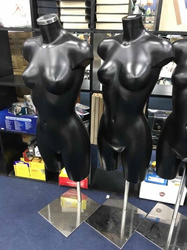 Lot 228 - TWO HALF FEMALE BODY MANNEQUINS on stands