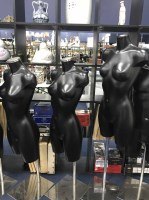 Lot 231 - THREE HALF BODY FEMALE MANNEQUINS on stands