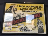 Lot 253 - MOTORCYCLE GANG MOVIE POSTER framed and under...