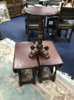 Lot 299 - SMALL OAK DROP LEAF OCCASIONAL TABLE together...