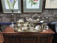 Lot 315 - LOT OF SILVER PLATED WARE including tea...
