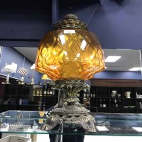 Lot 320 - LARGE AMBER COLOURED LAMP